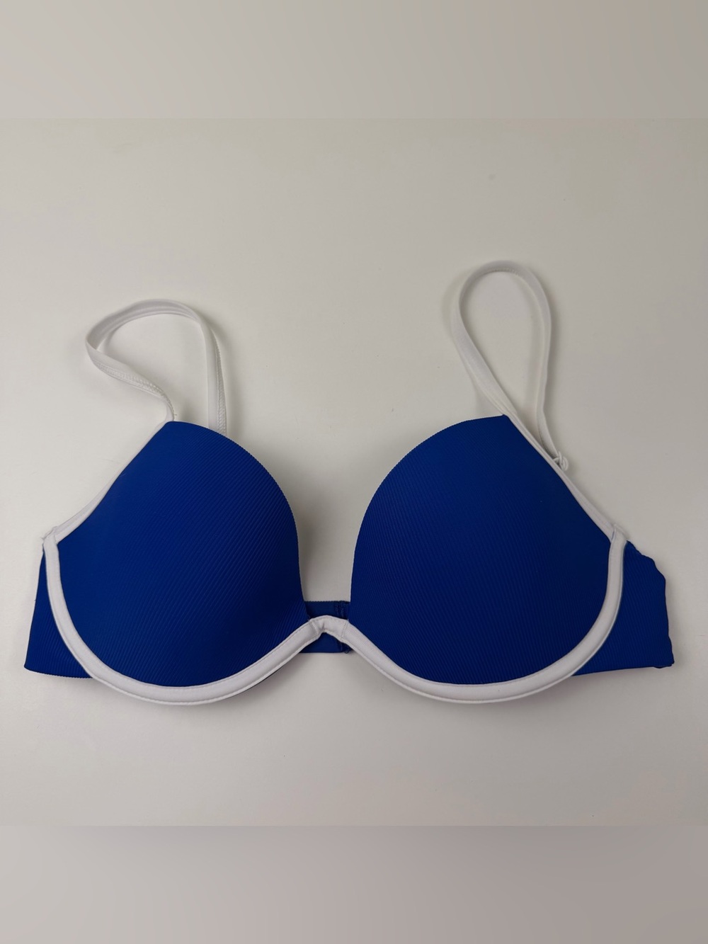 PEPPER Size 36A Blue Bikini Top with White Trim NWOT New without tags